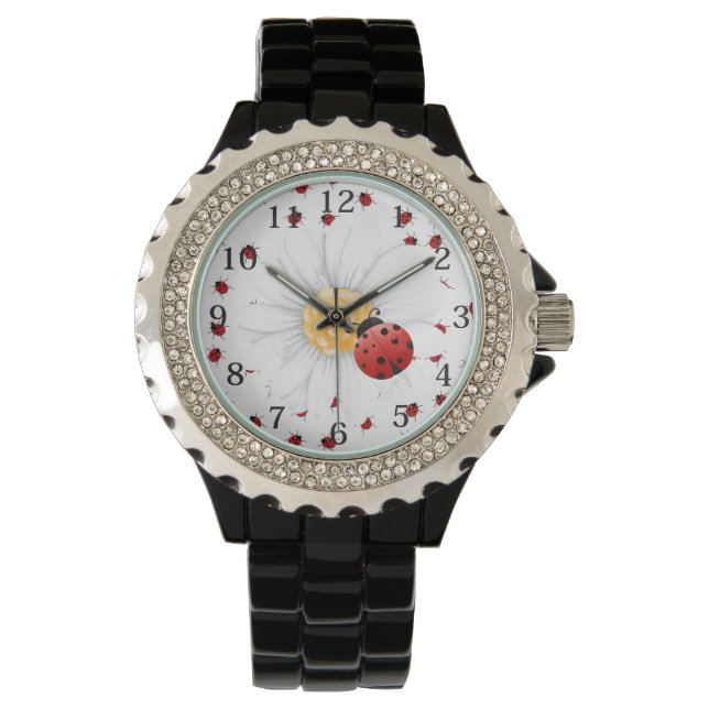 Montre Ladybug sur une marguerite (devant)