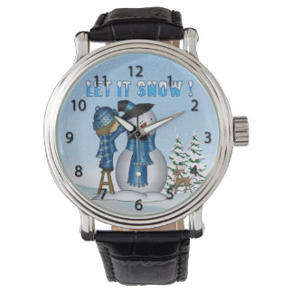 Montre Laisser Neige Snowman Watch