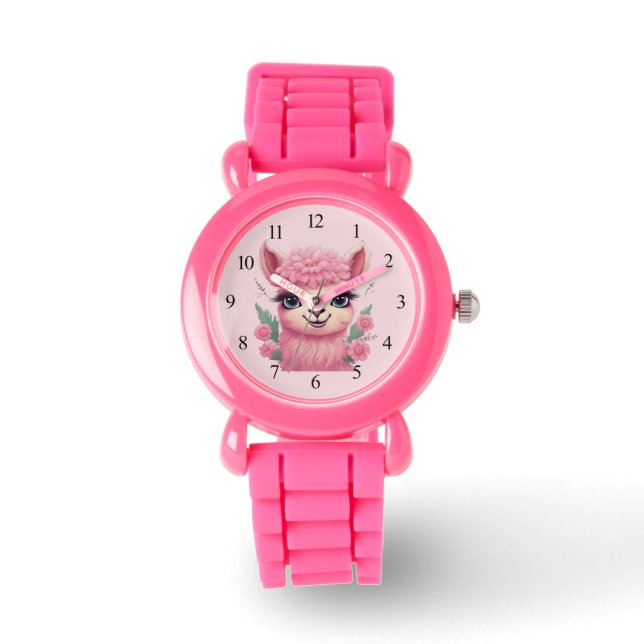 Montre Lama bébé rose souriant (Recto)