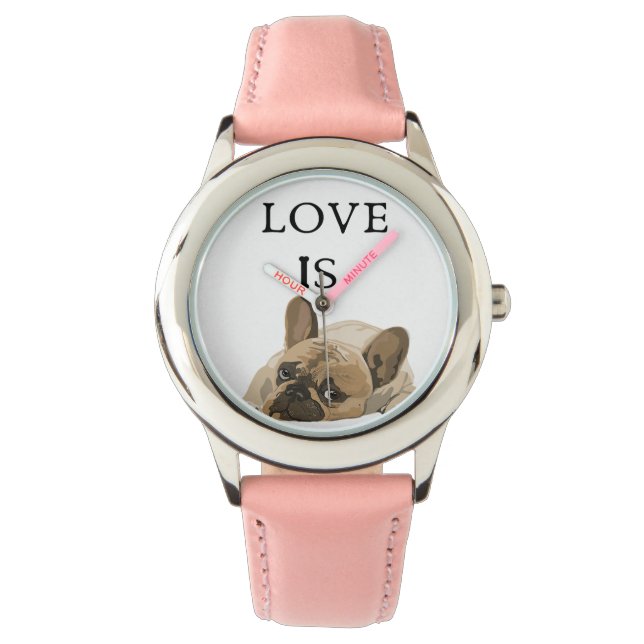 Montre L'Amour Est Français Bulldog mignon Français Chien (devant)