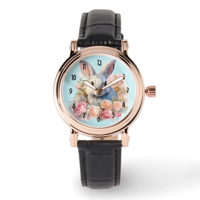 Montre Lapin avec une guirlande de roses Mignon (Recto)
