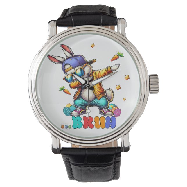 Montre Lapin de Pâques drôle de Bruh Dab (devant)