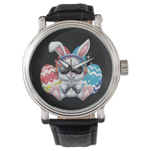 Montre Lapin de Pâques Joyeux Bunny Jeux de Gaming Joueur