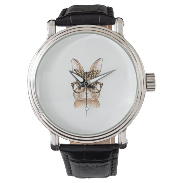 Montre Lapin de Pâques Lunettes de léopard Bandana Femmes (devant)