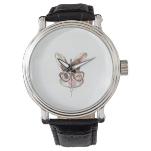 Montre Lapin de Pâques Lunettes Mignonnes Léopard Lapin d
