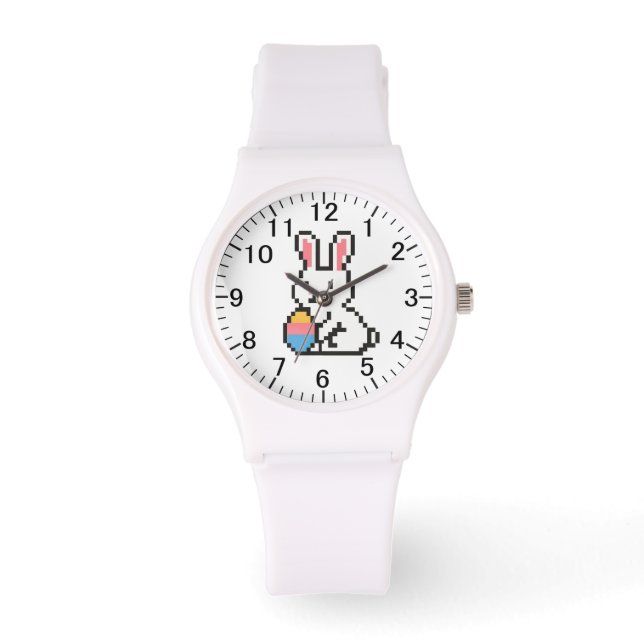 Montre lapin de Pâques mignon 8 bits (Recto)