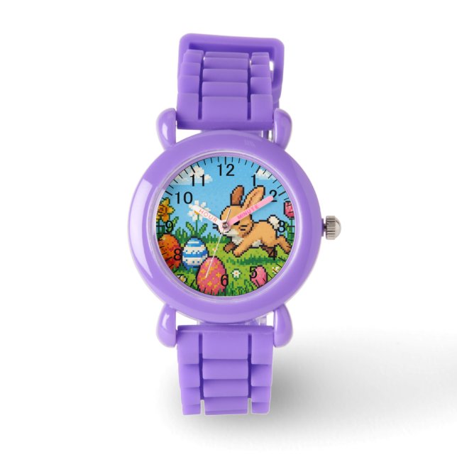 Montre lapin de Pâques mignon 8 bits (Recto)