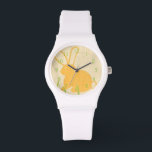 Montre Lapin jaune et herbe verte par Chariklia Zarris<br><div class="desc">Des lames d'herbe verte se dressent du sol,  autour d'un lapin jaune dans cette pièce de Chariklia Zarris. Un grand imprimé à placer dans la pépinière d'un enfant,  ou à donner en cadeau à quelqu'un qui aime les lapins!</div>