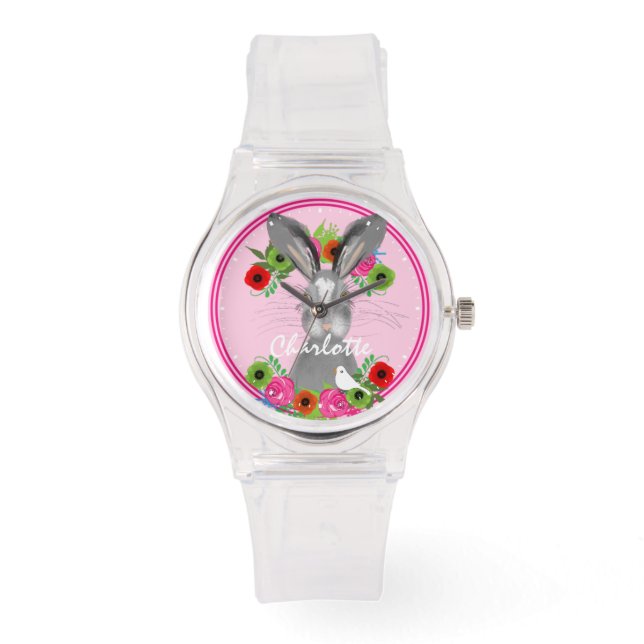 Montre Lapin lapin lapin en gros mignon Personnalisé (Recto)