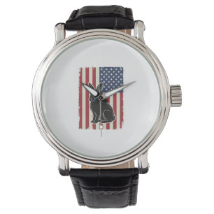Montre Lapin Patriotique Drapeau Américain Gravure Vintag