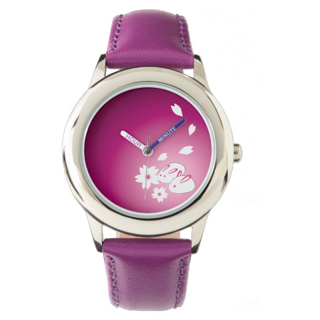 Montre Lapins de neige japonais et Sakura (devant)