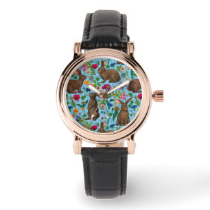 Montre Lapins et fleur sauvage