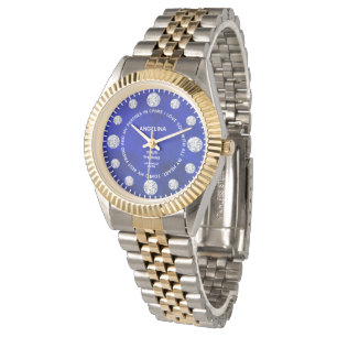 Montre Lapis Lazuli Diamant Bleu Personnalisé Dire Cadea