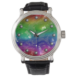 Montre L'arc-en-ciel psychédélique gelé suintent