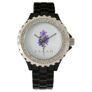 Montre Larkspur Juillet personnalisé Fleur de naissance C