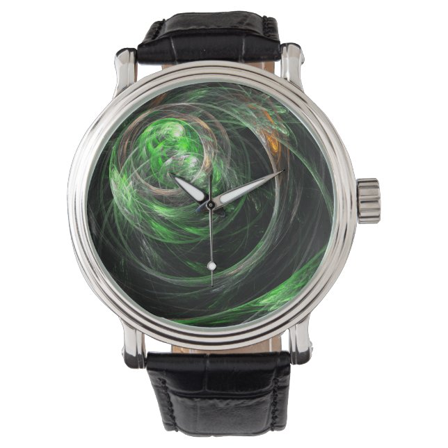 Montre L'art Abstrait vert du monde entier (devant)