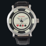 Montre Las Vegas Poker Chip Casino Off Blanc Noir<br><div class="desc">Cette montre de style jeton de poker blanc et noir ferait un cadeau fantastique pour vous-même ou pour la personne aimante du casino dans votre vie. Personnalisez le design avec un nom.</div>