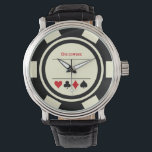 Montre Las Vegas Poker Chip Casino Off Blanc Noir<br><div class="desc">Cette montre de style jeton de poker blanc et noir ferait un cadeau fantastique pour vous-même ou pour la personne aimante du casino dans votre vie. Personnalisez le design avec un nom.</div>