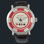 Montre Las Vegas Poker Chip Casino Off White Red<br><div class="desc">Cette montre de style jeton de poker blanc et rouge ferait un cadeau fantastique pour vous-même,  ou,  pour le casino personne aimer dans votre vie. Personnalisez le design avec un nom.</div>