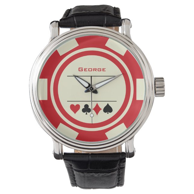 Montre Las Vegas Poker Chip Casino Off White Red (devant)