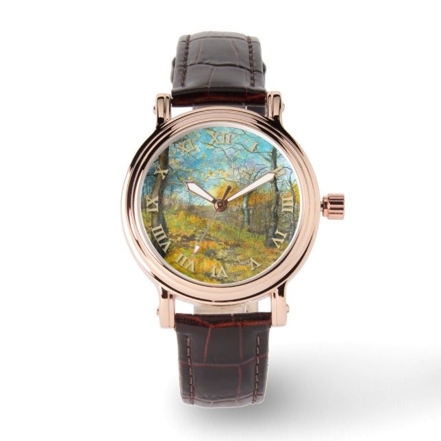 Montre L'automne doré dans une aquarelle en chênaie (Recto)