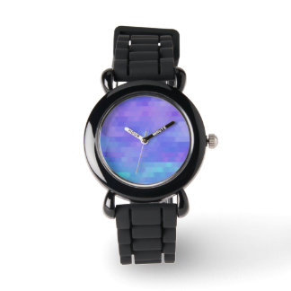 Montre Lavande aqua & violet triangle abstrait mosaïque