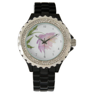 Montre Lavande florale de rose d'aquarelle de pivoine de