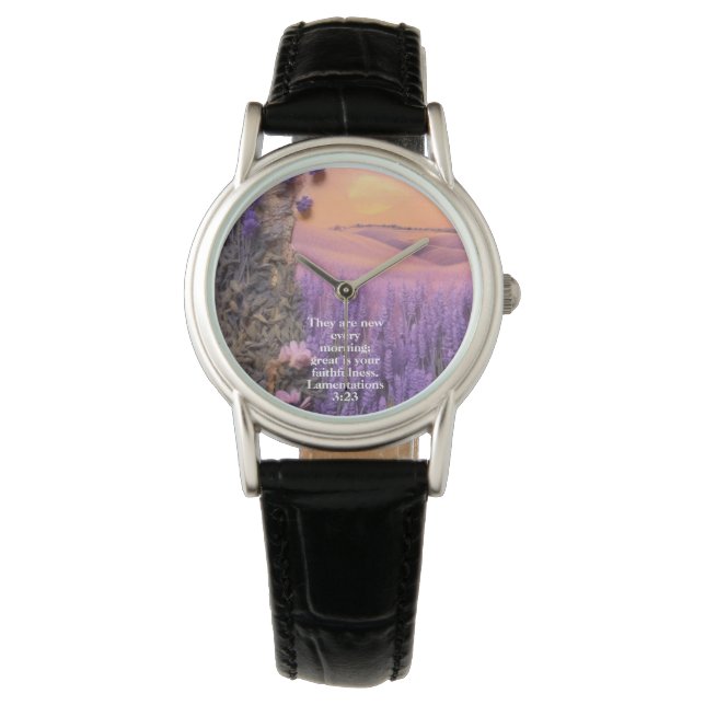 Montre Lavande Lamentations 3:23 (devant)