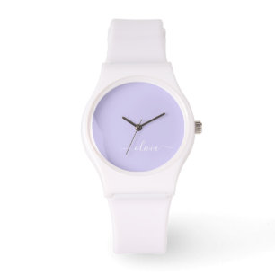 Montre Lavande Purple Script Moderne Fille Monogramme Nom