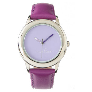 Montre Lavande Purple Script Moderne Fille Monogramme Nom