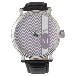 Montre Lavender Elegant Chevron Design avec monogramme