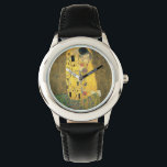 Montre Le baiser<br><div class="desc">Le baiser a été peint par le peintre symboliste autrichien Gustav Klimt entre 1907 et 1908. La toile dépeint un couple d'embrassades, leurs corps entrecoupés de robes travaillées décorées dans un style influencé à la fois par les constructions linéaires du style Art Nouveau contemporain et les formes organiques du mouvement...</div>
