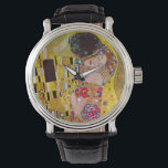 Montre Le baiser de Gustav Klimt, Art Nouveau Vintage<br><div class="desc">Le tableau ultime de l'amour, un beau design pour célébrer la Saint Valentin avec! The Kiss (détail) (1907-1908) de Gustav Klimt est un symbole de l'époque victorienne vintage de l'amour d'art et de la peinture romantique mettant en scène un couple romantique dans différentes nuances d'or, motifs et symboles, partageant un...</div>