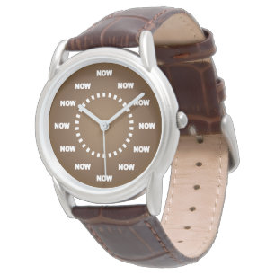 Montre Le cool "MAINTENANT" observent (le brun)