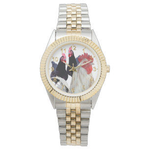 Montre "Le coq blanc et ses poules noires"