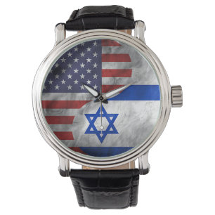 Montre Le double drapeau américain et israélien Yin Yan