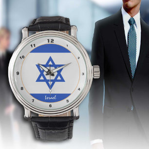 Montre Le drapeau israélien et la mode/montre de design