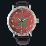 Montre Le drapeau marocain sur le vieux grain de bois<br><div class="desc">Marocain Drapeau sur Vieux grains de bois N'hésitez pas à modifier le design selon vos préférences. Vous pouvez modifier l'emplacement de conception, l'orientation, les couleurs et la taille des arrière - plans. De plus, vous pouvez ajouter votre propre texte, ou slogan définir sa police, son emplacement et sa taille, le...</div>