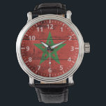 Montre Le drapeau marocain sur le vieux grain de bois<br><div class="desc">Marocain Drapeau sur Vieux grains de bois N'hésitez pas à modifier le design selon vos préférences. Vous pouvez modifier l'emplacement de conception, l'orientation, les couleurs et la taille des arrière - plans. De plus, vous pouvez ajouter votre propre texte, ou slogan définir sa police, son emplacement et sa taille, le...</div>