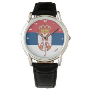 Montre Le drapeau serbe et le coeur de la mode serbe/spor