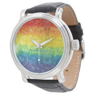 Montre Le drapeau tie-dyé de SlipperyJoe's arc-en-ciel pr