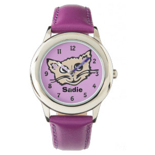 Montre Le graphique de chat/chaton de filles d'amusement