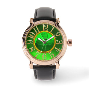 MONTRE LE JOUR DE ST PATRICK LE SHAMROCK VERT JEWEL EN PI