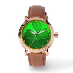 MONTRE LE JOUR DE ST PATRICK LE SHAMROCK VERT JEWEL EN PI