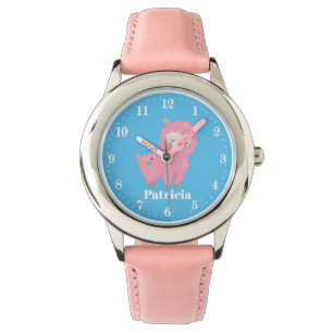 Montre Le lama rose mignon ajoutent les filles nommées