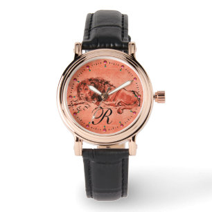 Montre LE LION DU CAP MENANT VERS LE BAS, Monogramme rose