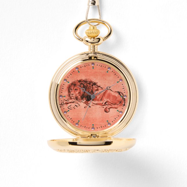 Montre LE LION DU CAP, Rouge antique, Noir (Recto)
