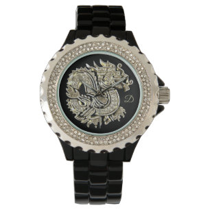 Montre Le logo d'or de dragon ajoutent le monogramme