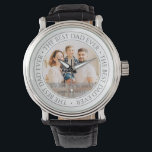 Montre Le meilleur papa jamais photo classique moderne<br><div class="desc">Ce design simple et classique est composé de typographie serif et d'ajouter une photo personnalisée. "Le meilleur papa jamais" tourne autour de la photo de votre père,  père,  papa,  etc.</div>