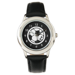 Montre Le Monogramme de l'enfant au football noir